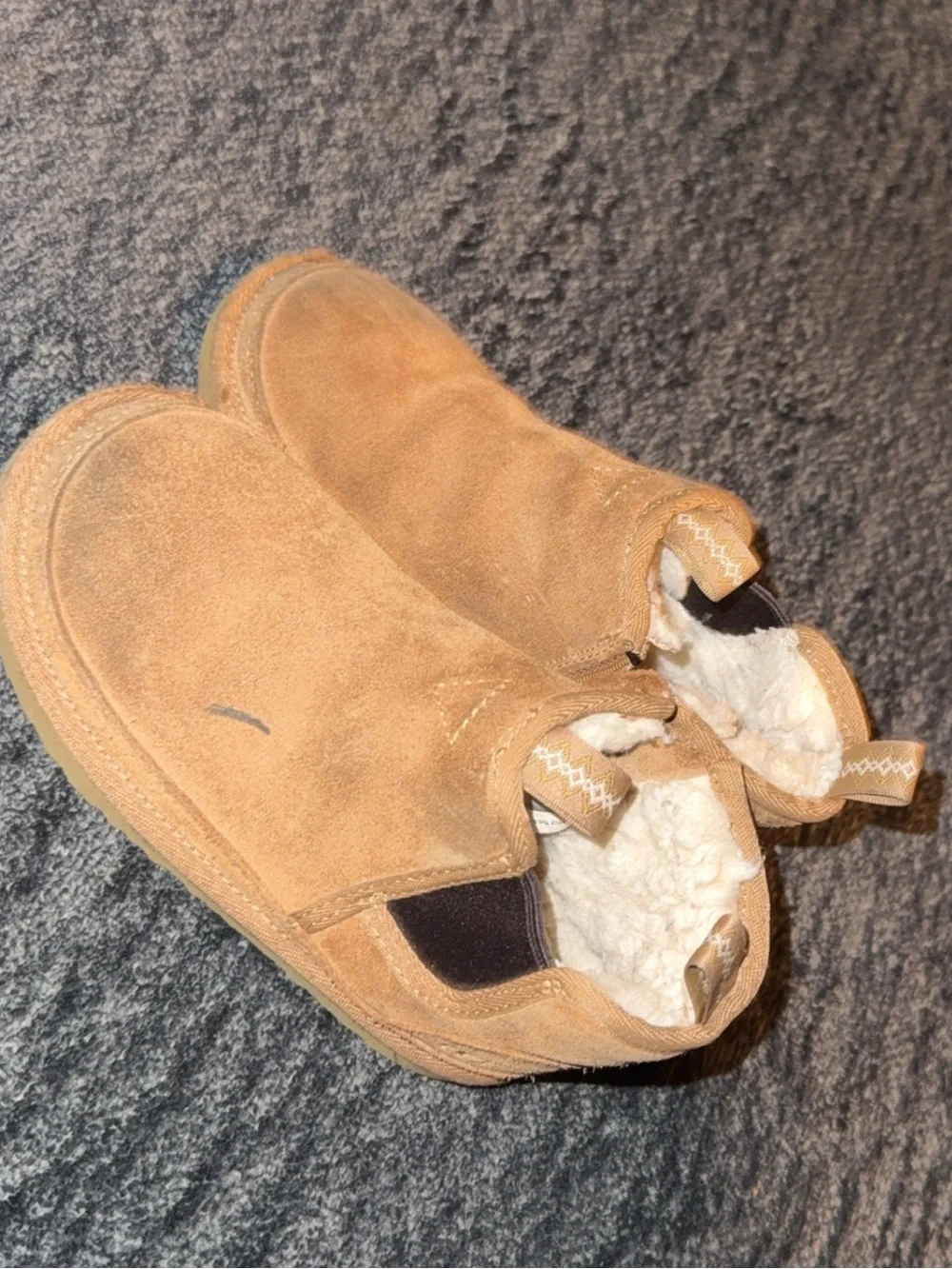UGG Kids Chestnut Suede Slip-On Shearling Boots